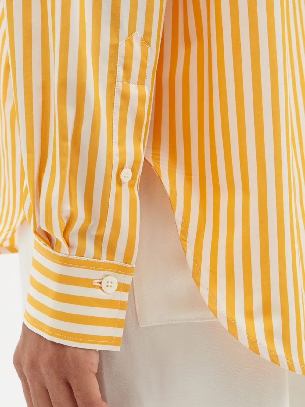 Toteme Signature Cotton Shirt- Orange Stripe - Picture 4 of 9